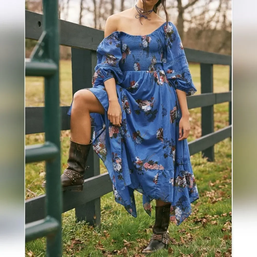Free People L Morning Glory Boho floral dress